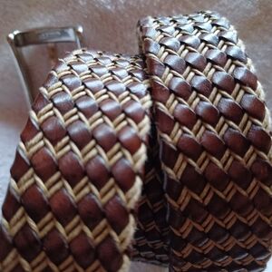 Men's Brown Woven Leather Belt